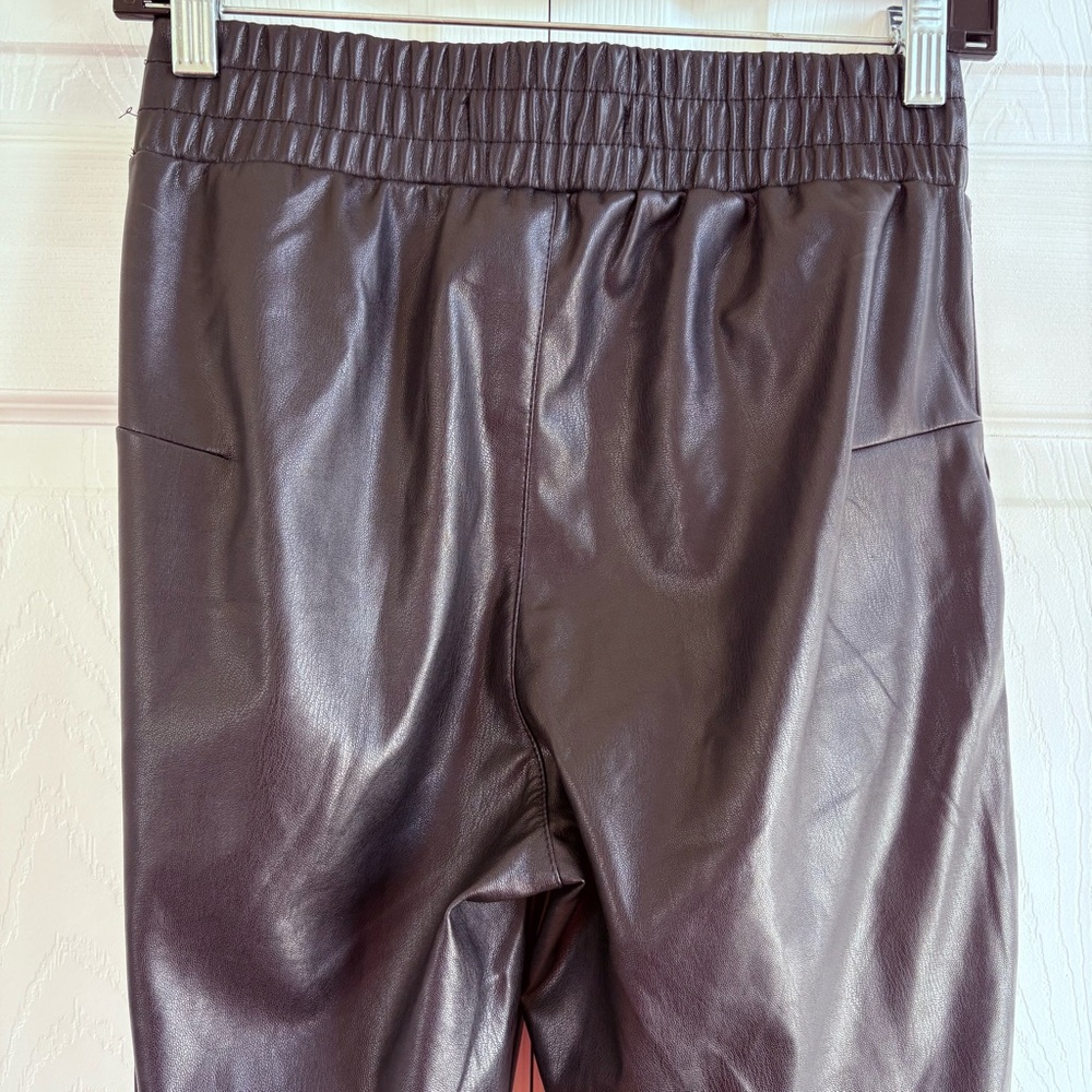 Joe’s Vegan Faux Leather High Rise Joggers Black S Smoked Pants Grunge - Picture 5 of 11